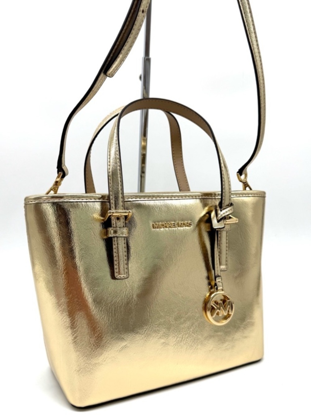 Michael Kors Jet Set Travel XS TZ Tote Bag Gold - Picture 3 of 9
